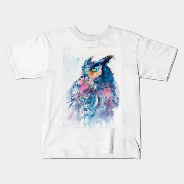 Great horned owl Kids T-Shirt by kovacsannabrigi